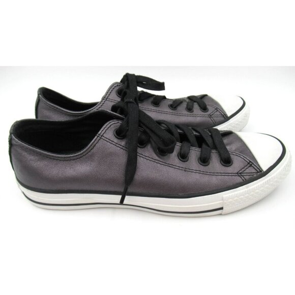 CONVERSE All Star Metallic Gray Leather Chuck Taylor Sneakers 544924C Shoes Sz 9 - Picture 5 of 7